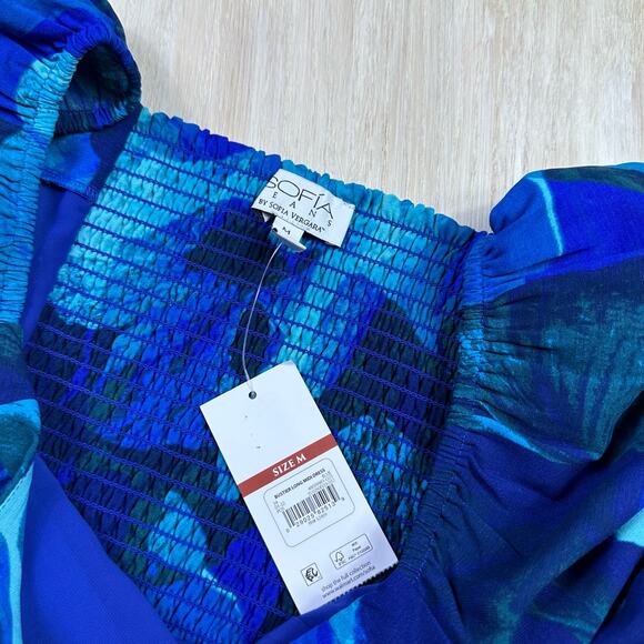 NWT Sophia Jeans by Sophia Vergara Shoulder Bustier Floral Midi Dress Medium - Picture 14 of 16